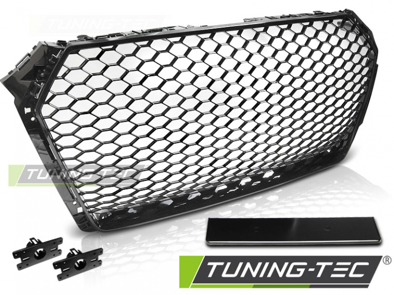 Upgrade Sportgrill / Kühlergrill für Audi A4 B9 (8W) 15-19 Hochglanz schwarz in Wabendesign